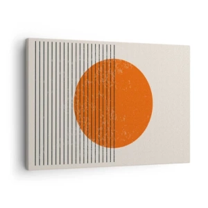 Schilderen op canvas - Minimalistische zon met geometrische lijnen - 70x50cm - Altijd de zon - Moderne wanddecoratie voor woonkamer en slaapkamer ARTTOR