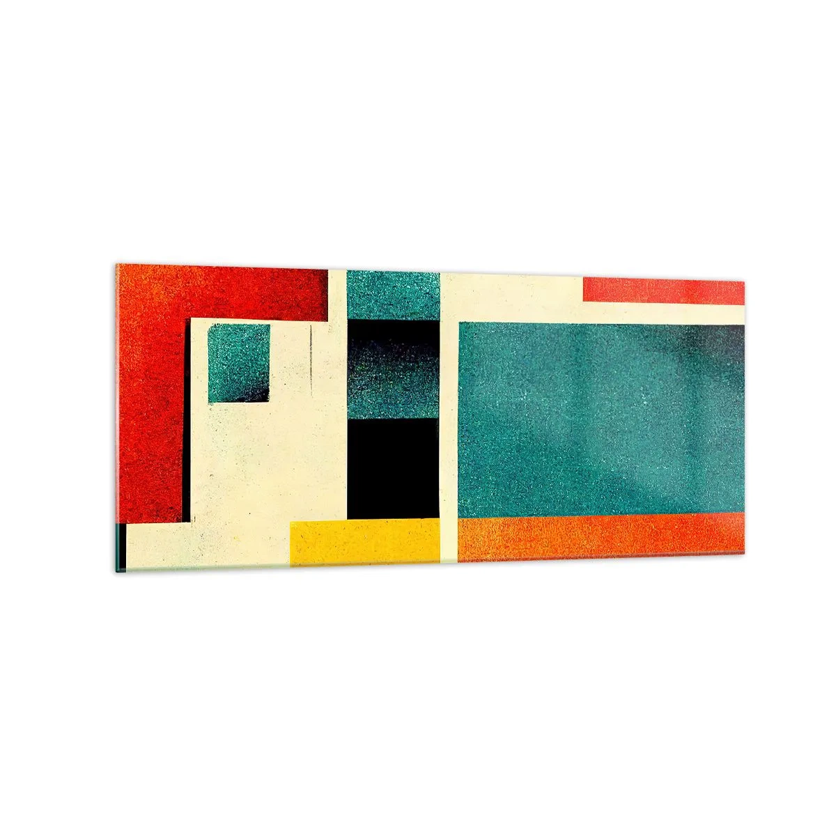 Schilderen op glas - Geometrische abstractie – goede energie - 120x50 cm