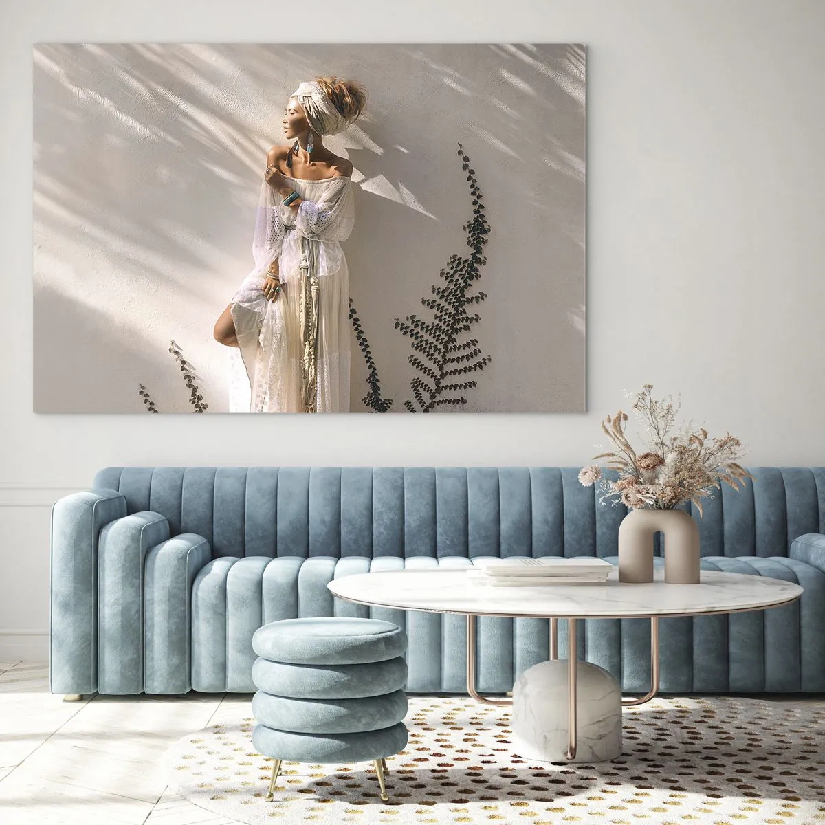 Schilderen op glas - De zon en het meisje - 120x80 cm