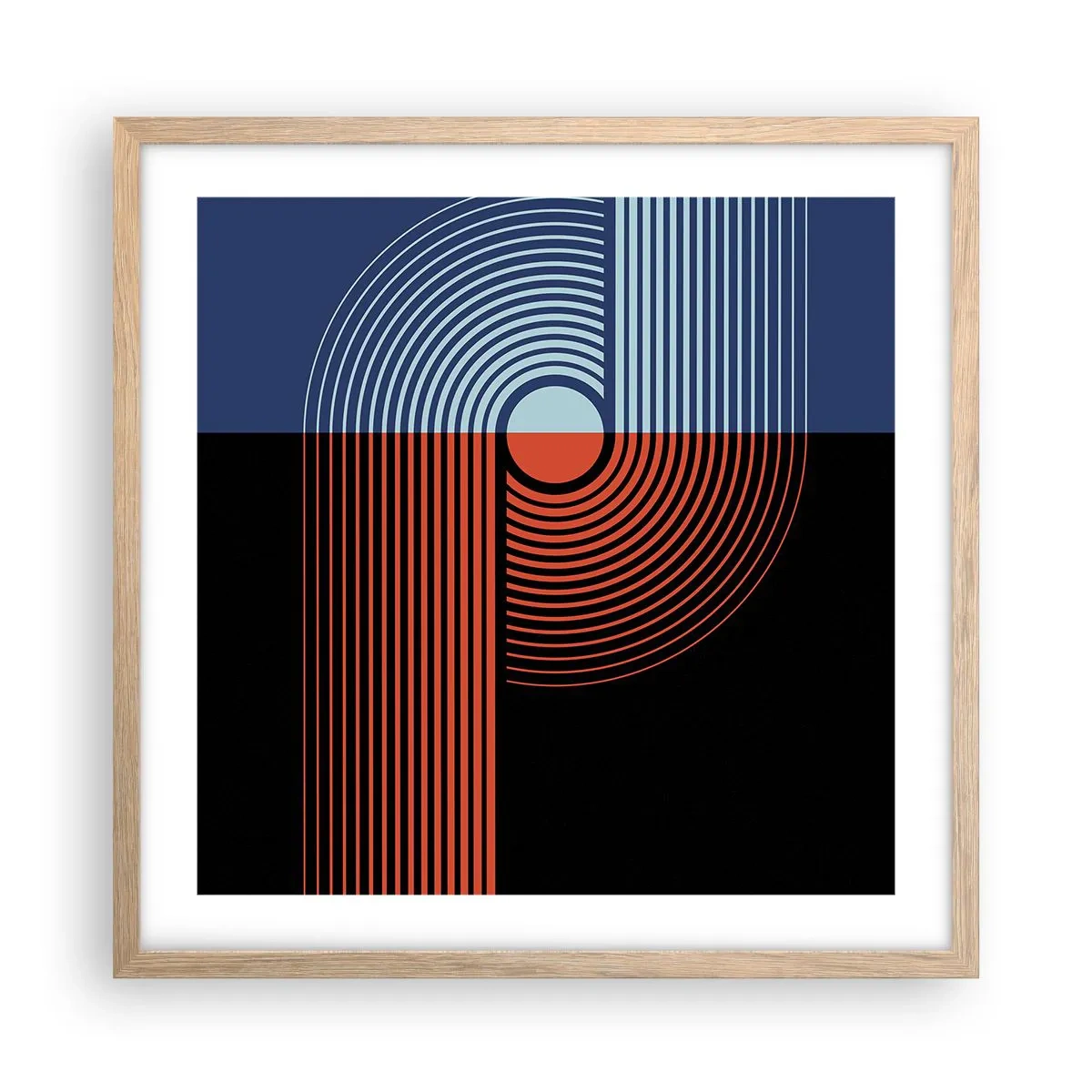 Een poster in een licht eiken lijst - In een geometrische omhelzing - 50x50 cm