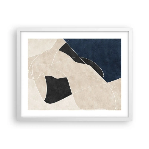Poster in een witte lijst - Abstracte compositie – kleurcontrast - 50x40 cm