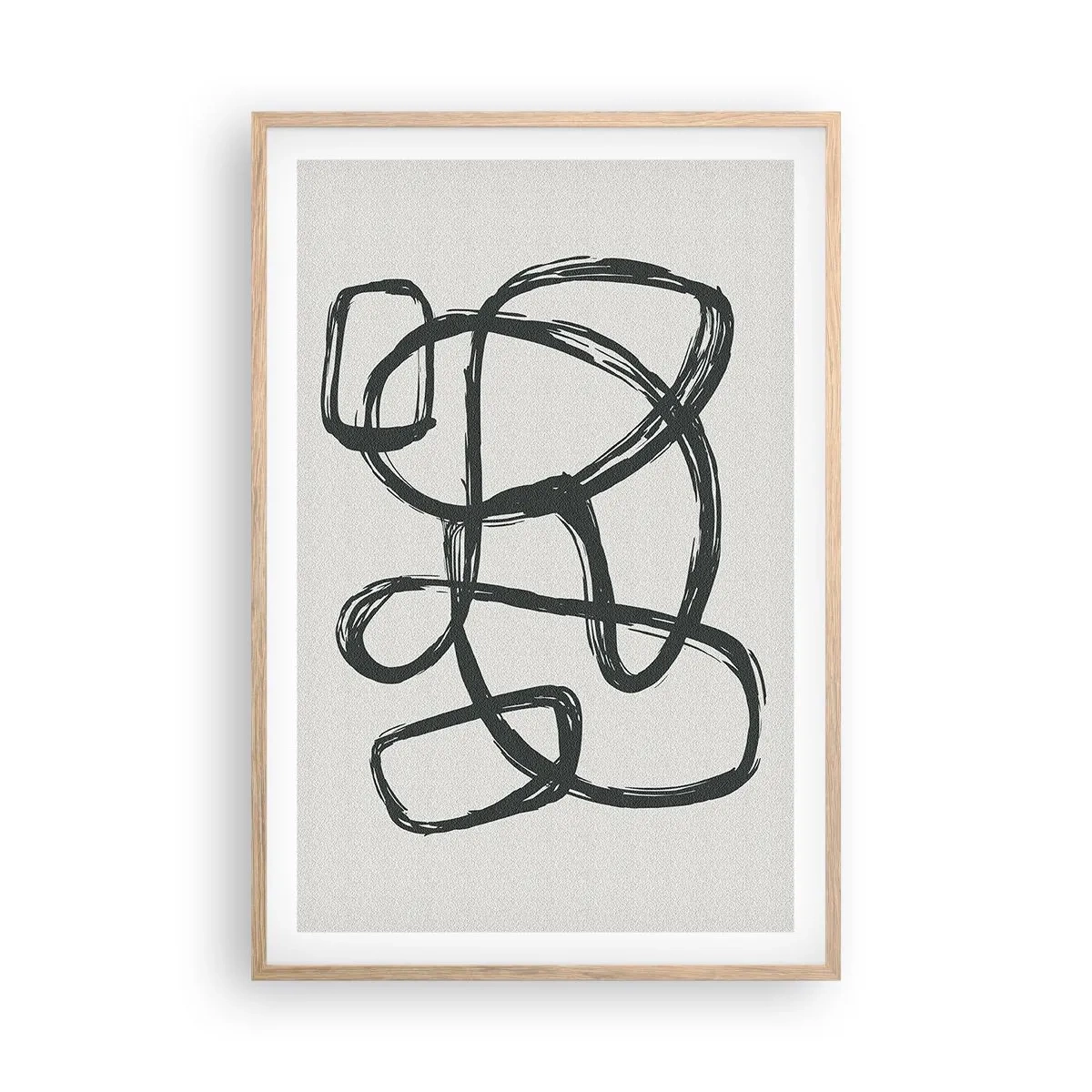 Een poster in een licht eiken lijst - Lusvormige abstractie - 61x91 cm