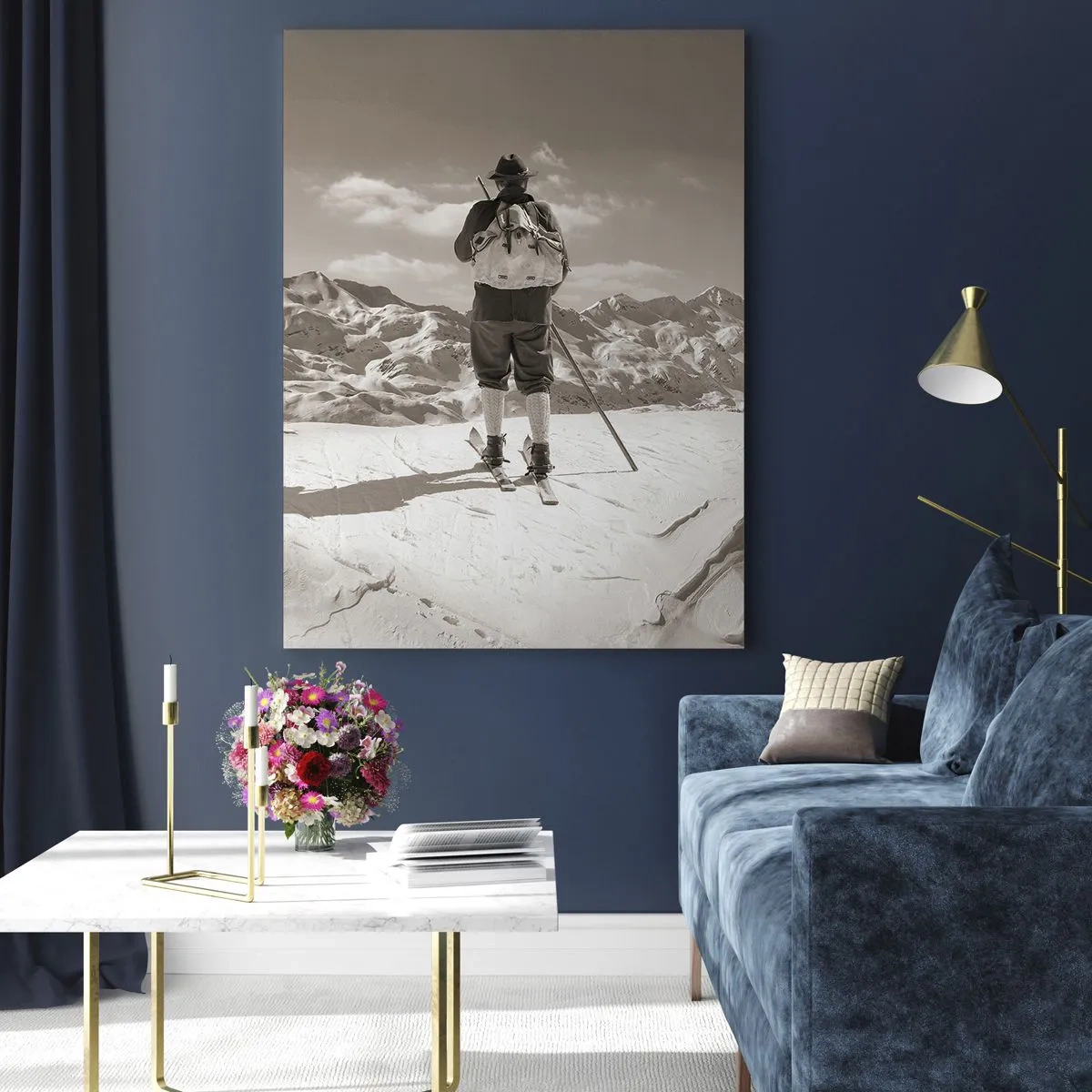 Schilderen op glas - En de bergen blijven onveranderd - 80x120 cm