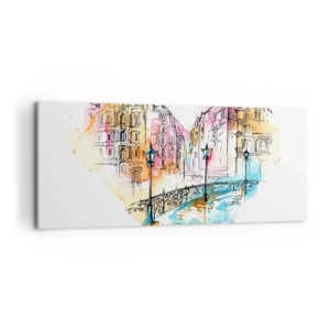 Schilderen op canvas - Het hart van de stad - 120x50 cm