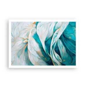 Poster - Blauwe abstractie met een gouden motief - 100x70 cm