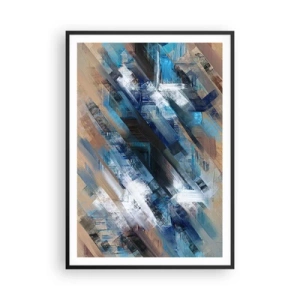 Poster in een zwarte lijst - Op een blauwe diagonaal - 70x100 cm