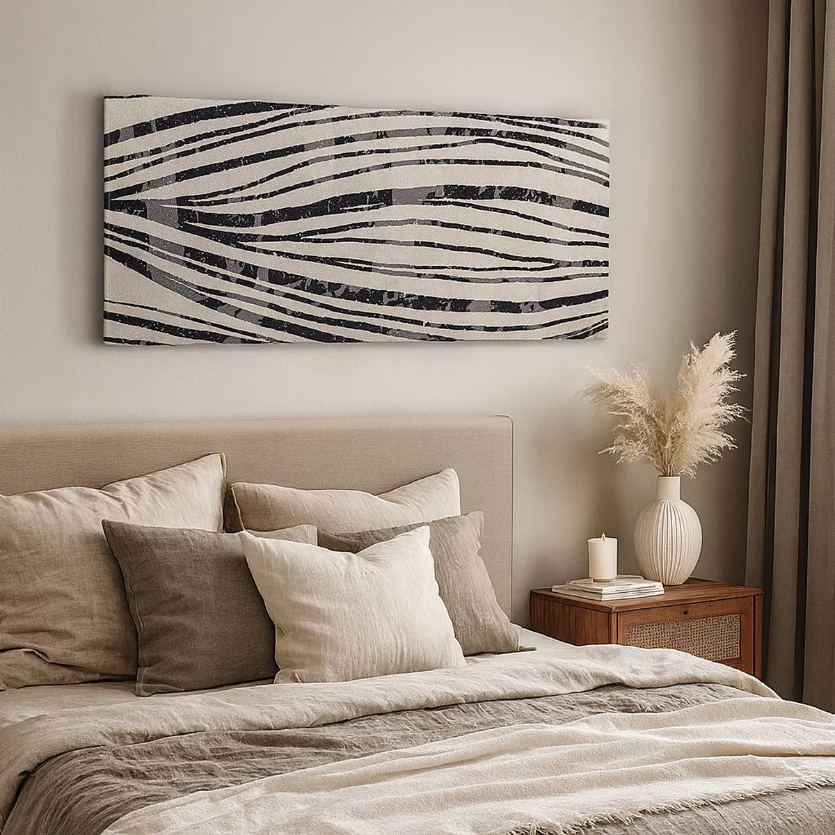 Schilderen op canvas - Lijnoverstromingsvlakte - 100x40 cm