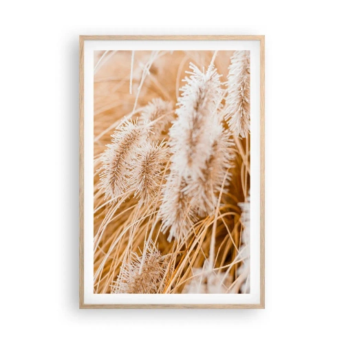 Een poster in een licht eiken lijst - Het gouden geritsel van het gras - 61x91 cm