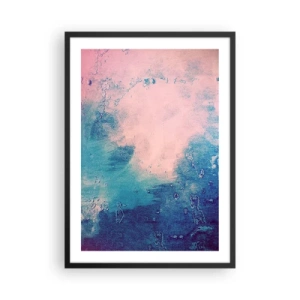 Poster in een zwarte lijst - Abstracte compositie in blauw en roze - 50x70cm - Hemelse omhelzingen - Moderne wanddecoratie voor woonkamer en slaapkamer ARTTOR