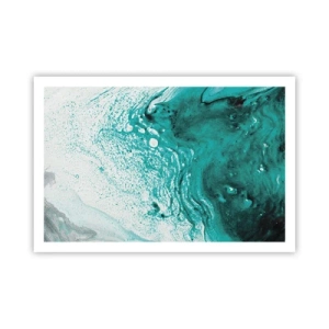 Poster - Versmelten in wit en turkoois - 91x61 cm