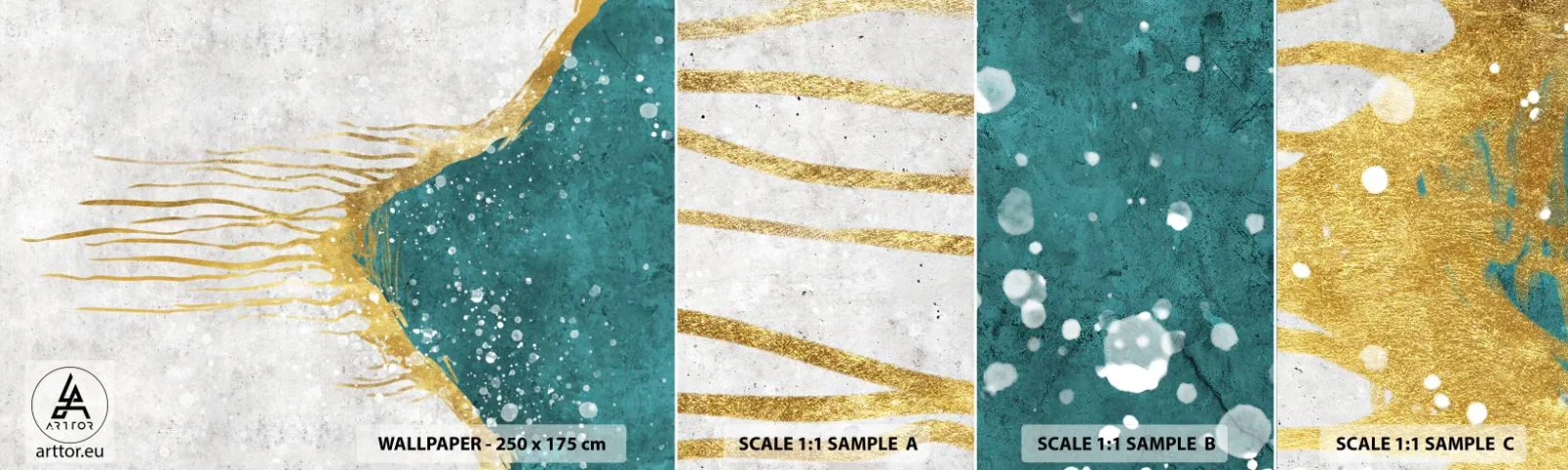 Fotobehang Staaltje Standard Eco - Gouden vloed - Minimalisme, Art-deco, Deel - 100x30 cm