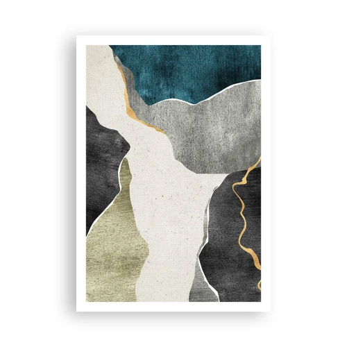 Poster - Mozaïekcompositie met gouddraad - 70x100 cm