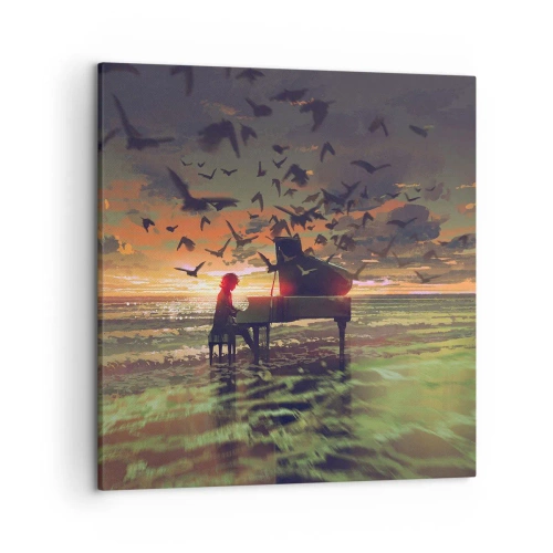 Schilderen op canvas - Concert voor piano en golven - 50x50 cm