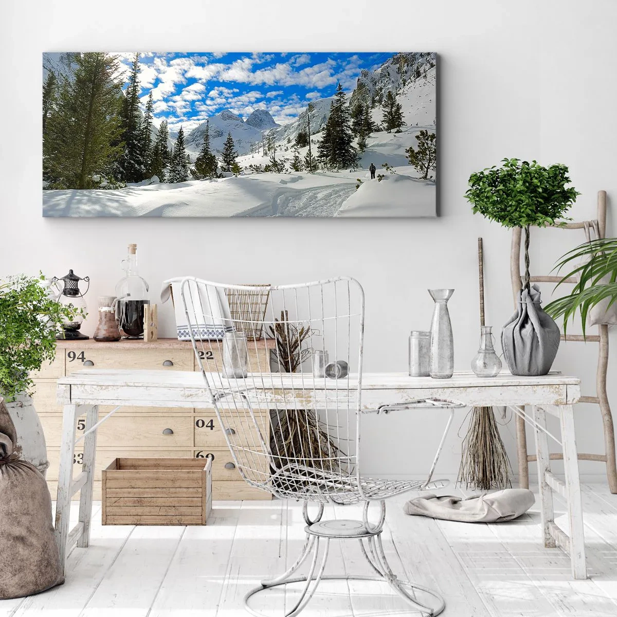 Schilderen op canvas - In de sneeuw en in de zon - 120x50 cm
