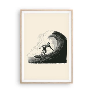 Een poster in een licht eiken lijst - Koning van de golf - 70x100 cm