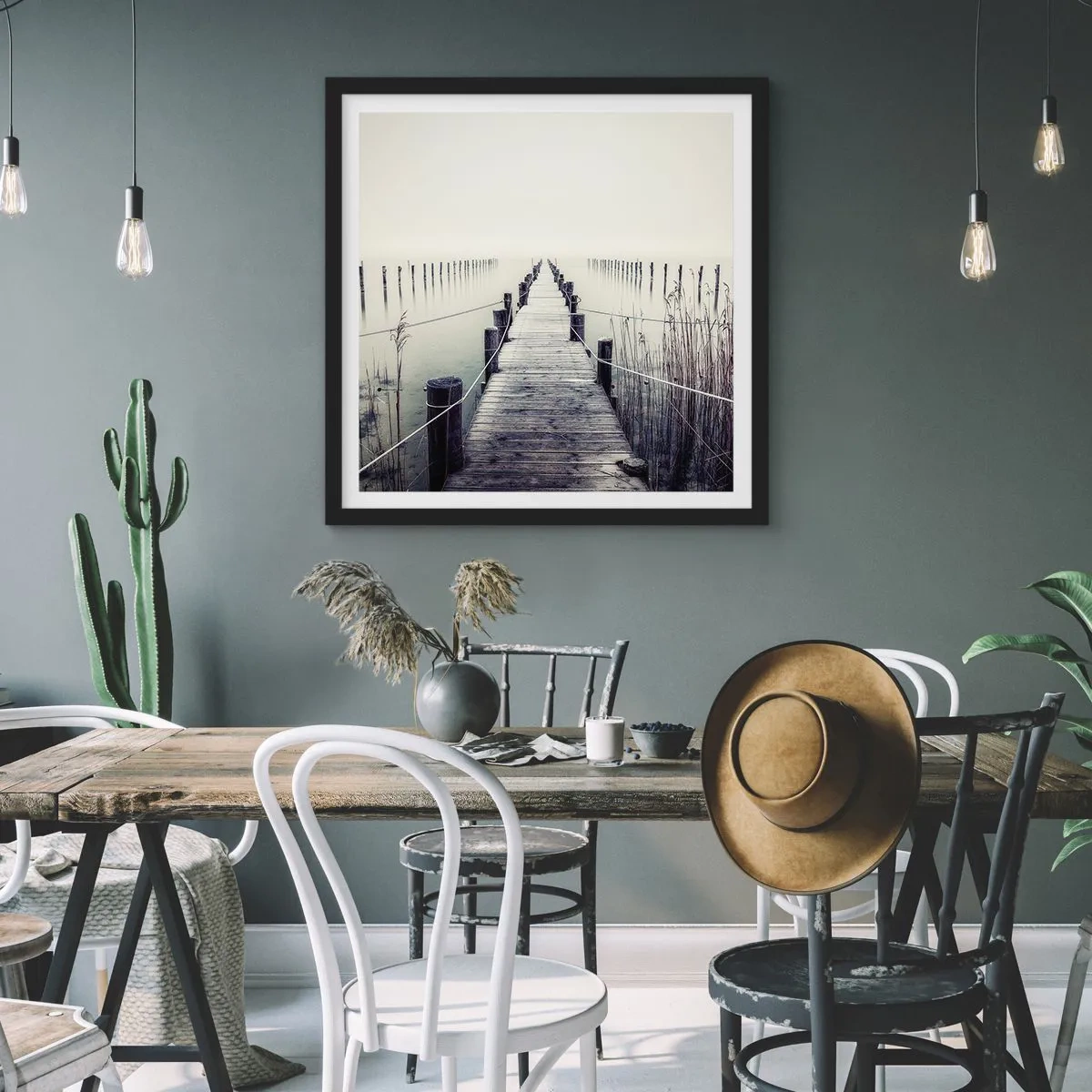 Poster in een zwarte lijst - Dompel jezelf onder in vrede - 60x60 cm