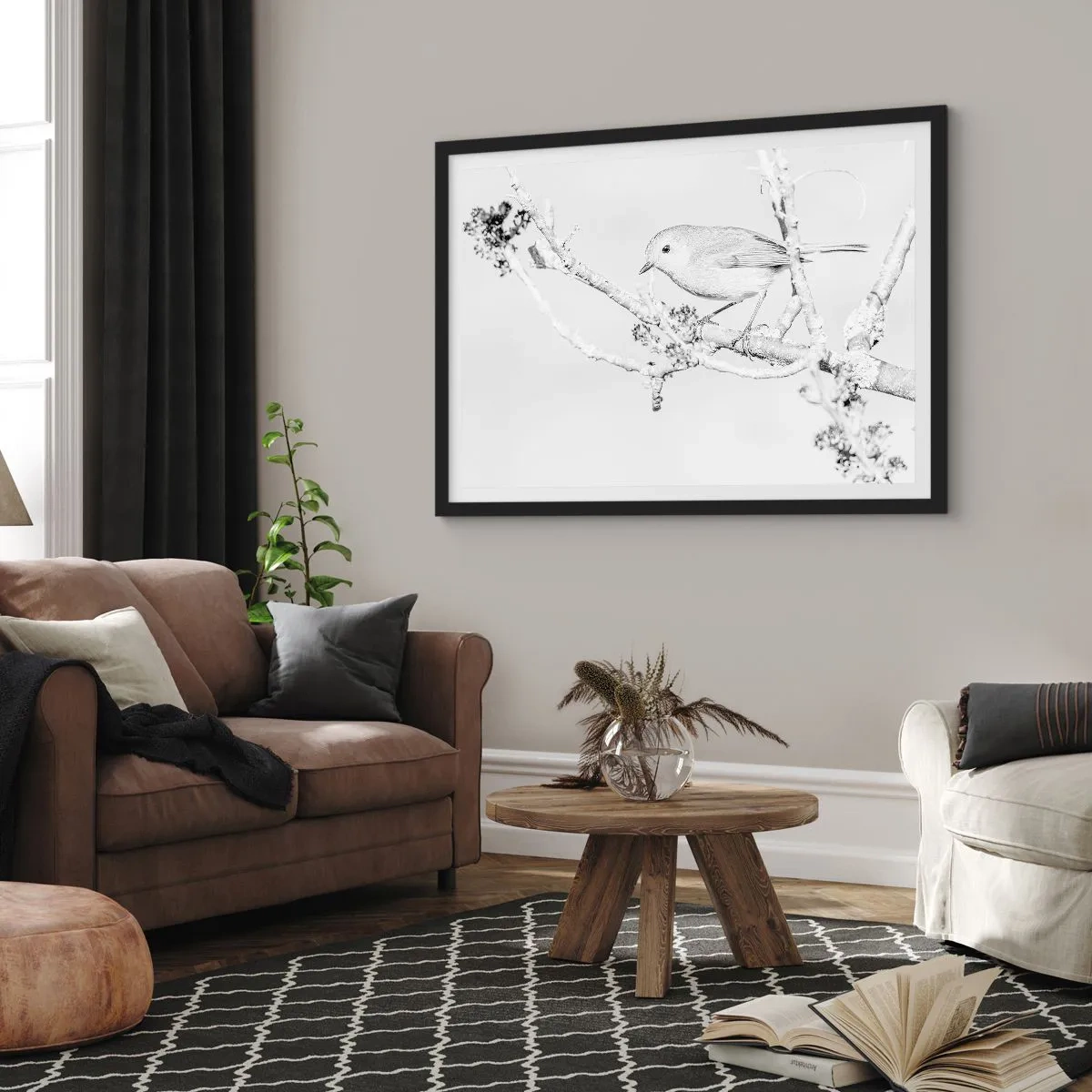 Poster in een zwarte lijst - Winterochtend - 70x50 cm