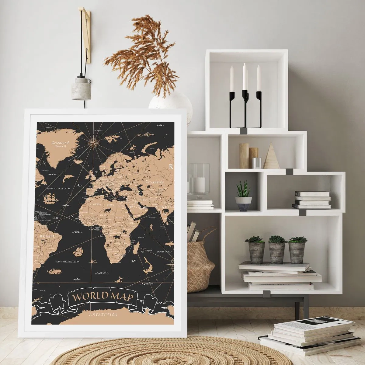 Poster in een witte lijst - De grenzen van mijn wereld - 70x100 cm