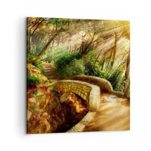 Schilderen op canvas - Rechtstreeks vanaf de brug het sprookjesbos in - 60x60 cm