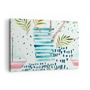Schilderen op canvas - Vakantie onder palmbomen - 120x80 cm
