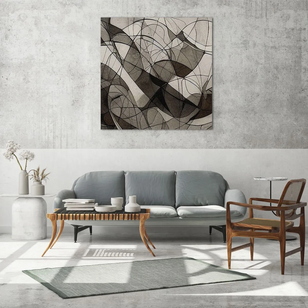 Schilderen op glas - Circulatie van aardekleuren - 70x70 cm