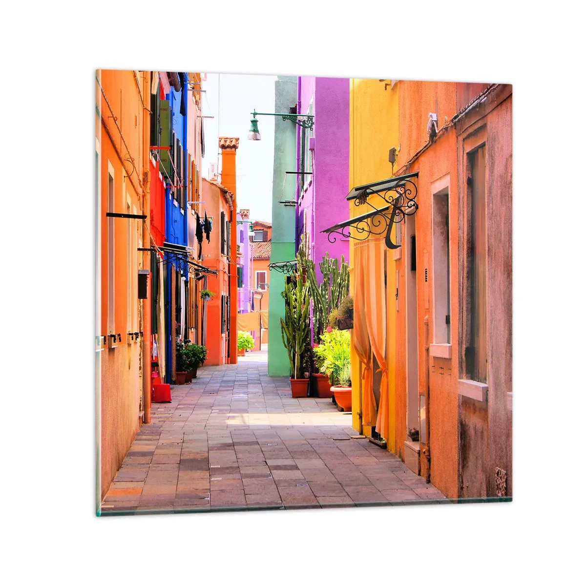 Schilderen op glas - Regenboogsteeg - 70x70 cm