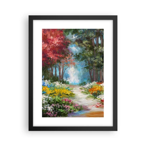 Poster in een zwarte lijst - Bostuin, bloemenbos - 30x40 cm