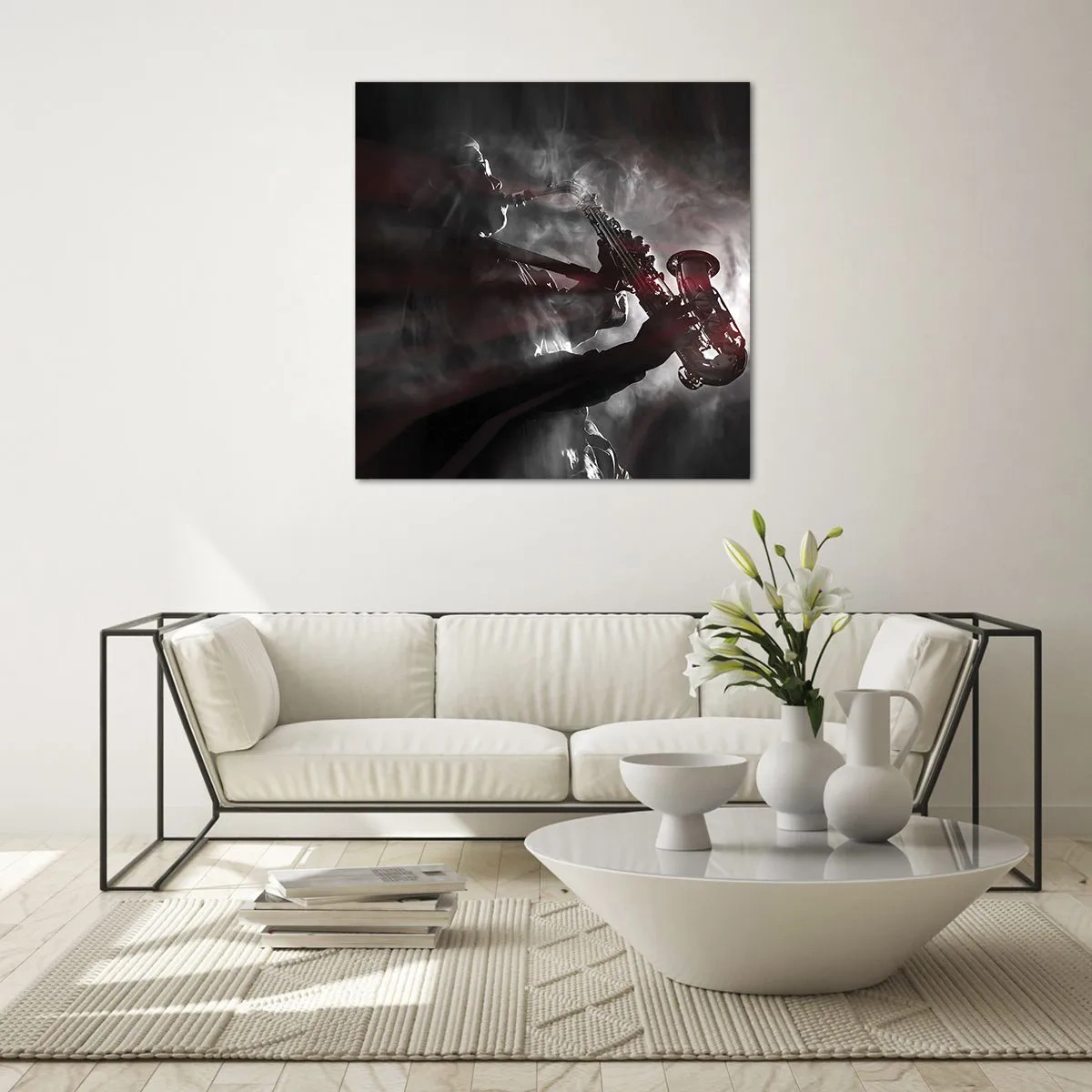 Schilderen op glas - In de dampen van jazz - 50x50 cm