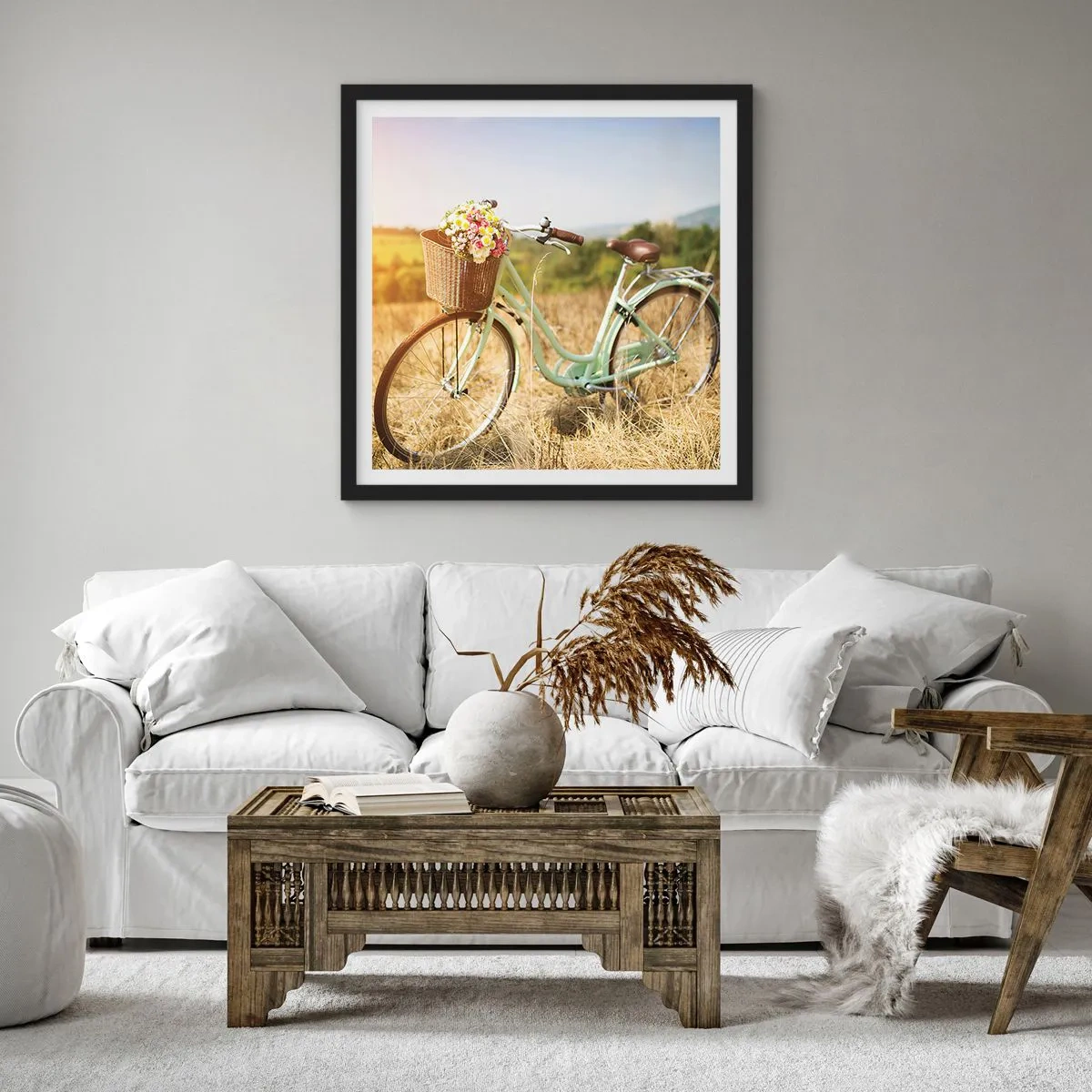 Poster in een zwarte lijst - Ik blijf hier nog even - 40x40 cm