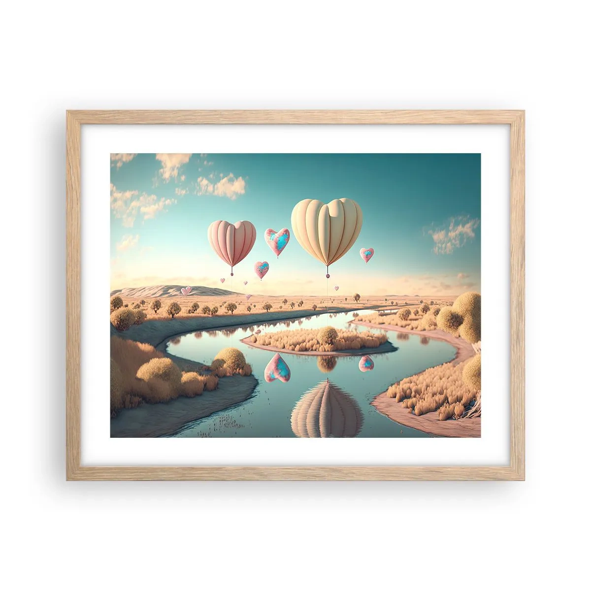 Een poster in een licht eiken lijst - Liefde laat je vliegen - 50x40 cm