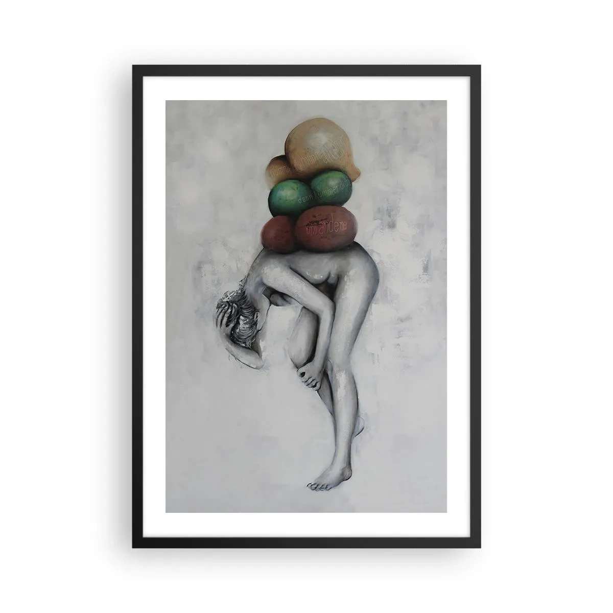 Poster in een zwarte lijst - De last van het leven - 50x70cm - De last van het leven - Moderne wanddecoratie voor woonkamer en slaapkamer ARTTOR