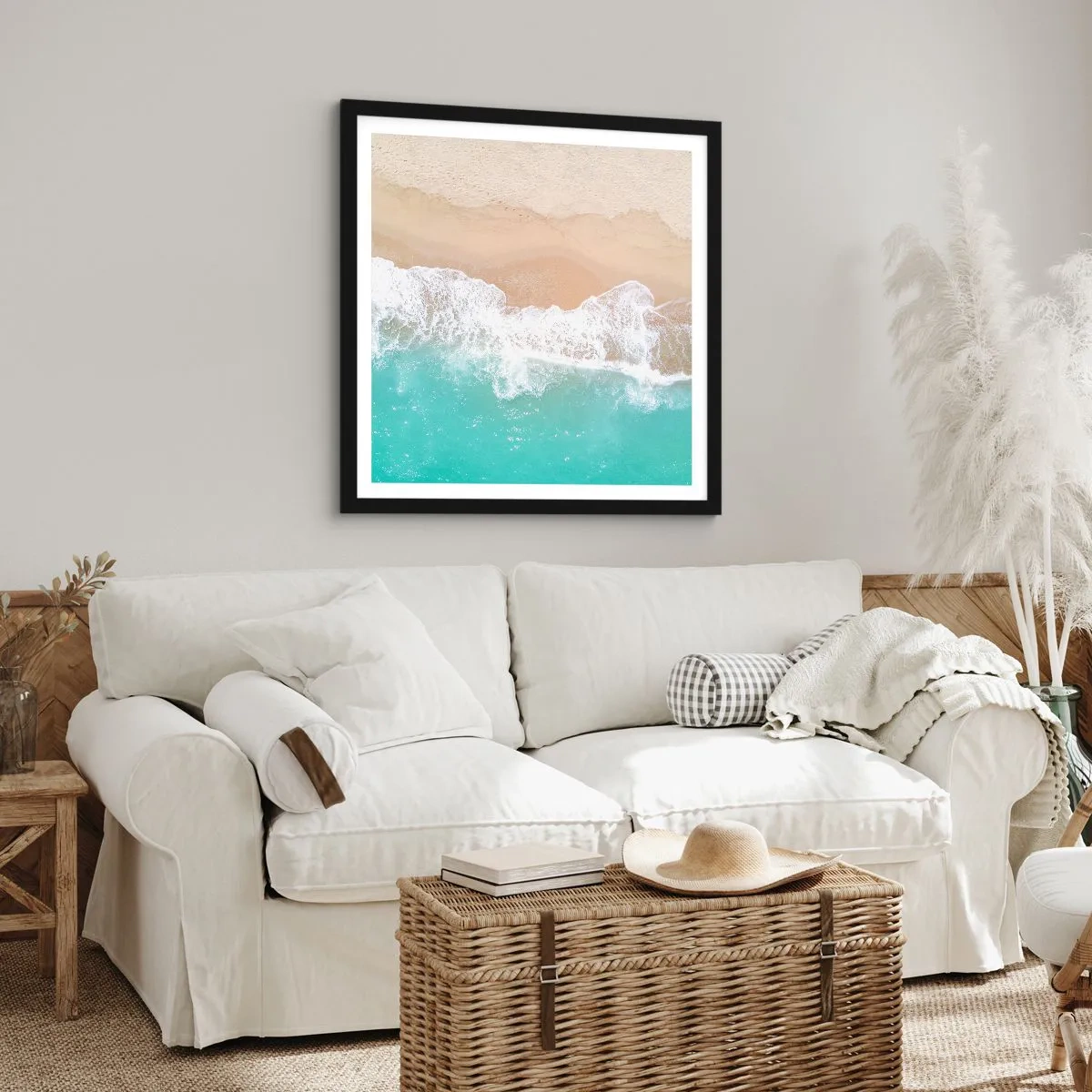 Poster in een zwarte lijst - Een strelende aanraking - 40x40 cm