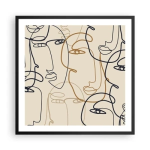 Poster in een zwarte lijst - Het portret is vermenigvuldigd - 60x60 cm