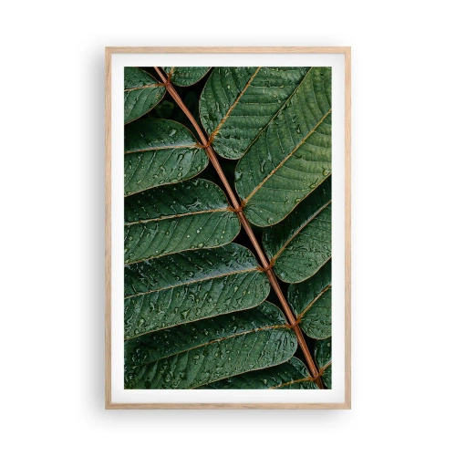 Een poster in een licht eiken lijst - In een groen ritme - 61x91 cm