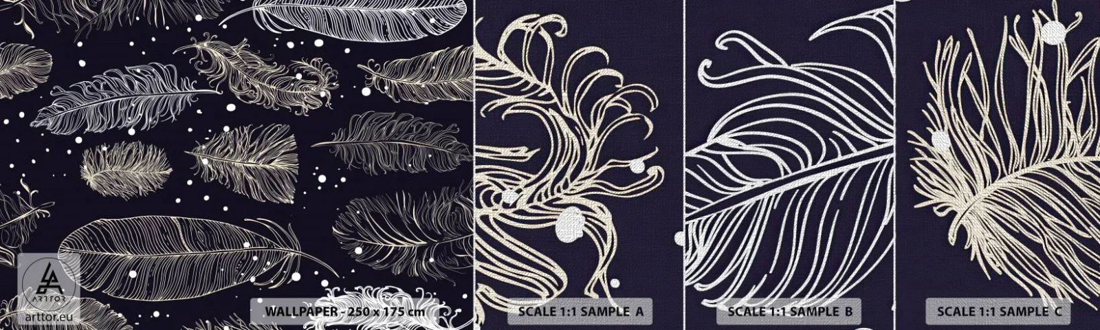 Fotobehang Monster Premium Canvas - Gevederde kant - Vogelveer, Grafisch, Deel - 100x30 cm