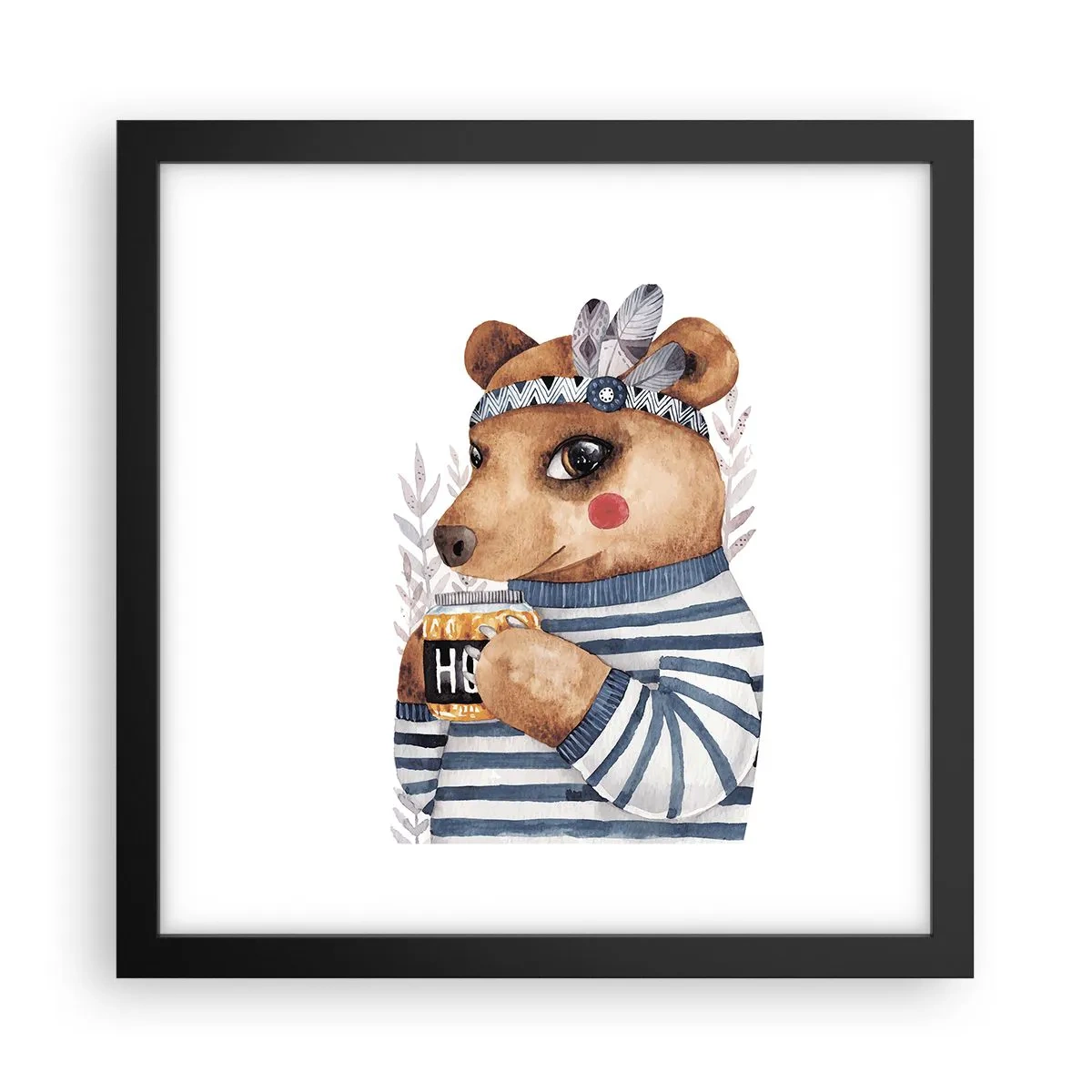 Poster in een zwarte lijst - Zoete beer - 30x30 cm