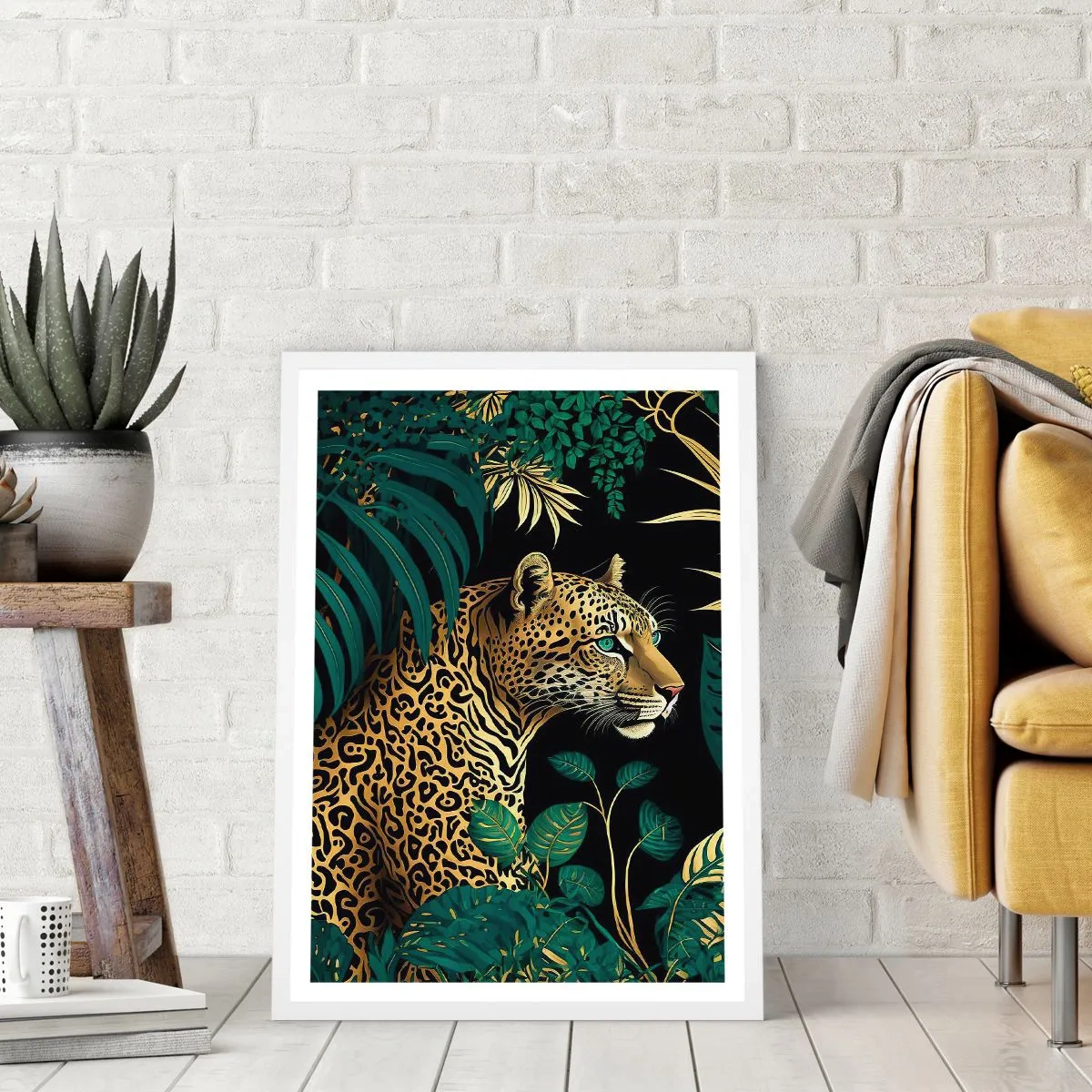 Poster in een witte lijst - Een gastheer in de jungle - 70x100 cm