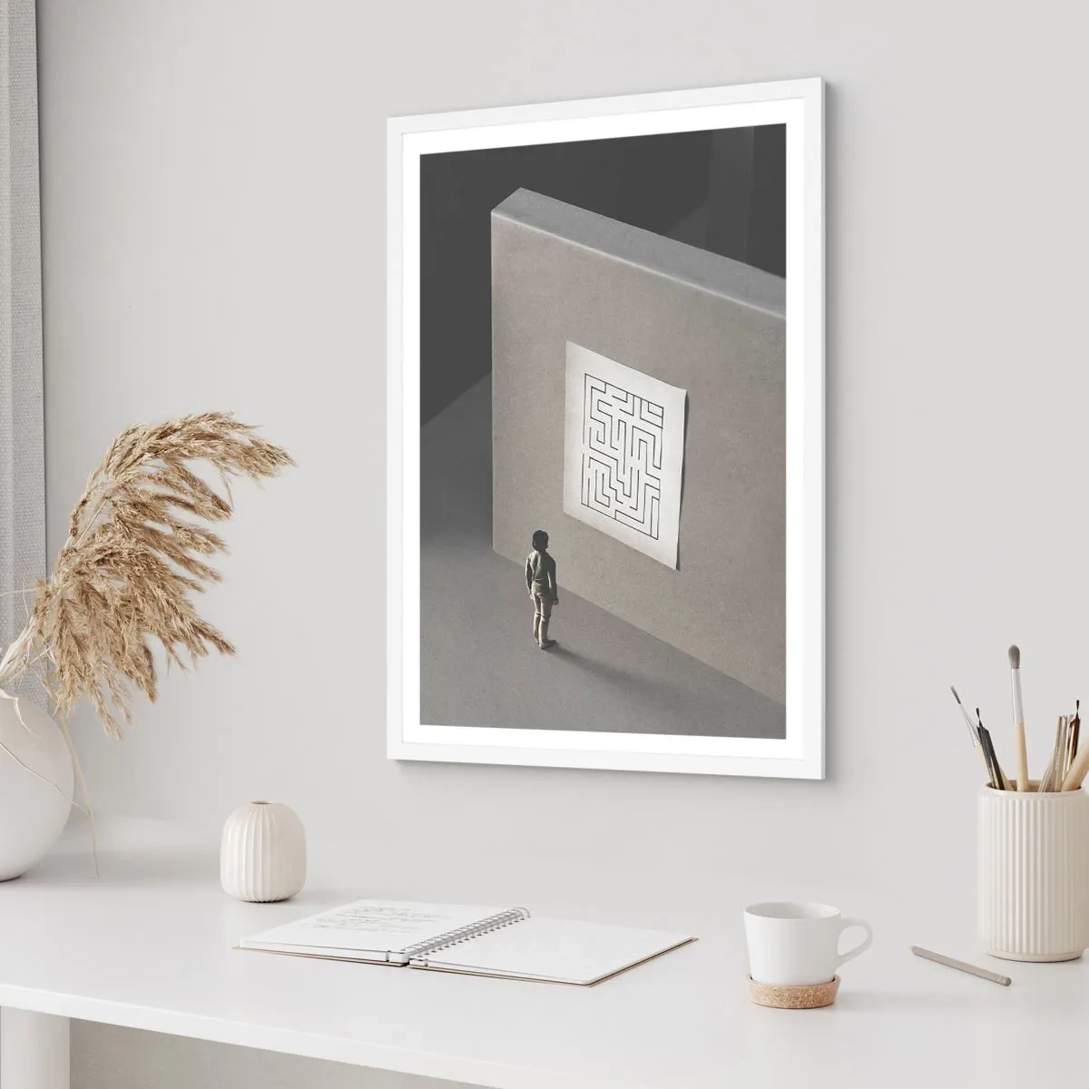 Poster in een witte lijst - Maar waar ben ik? - 30x40 cm