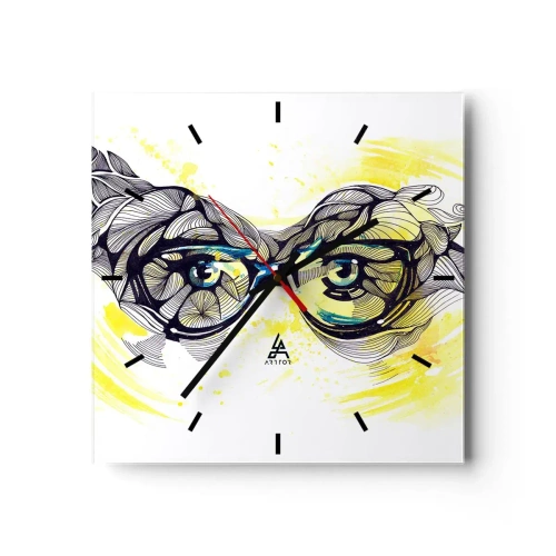 Wandklok - Klok - Door een blauwe bril - 30x30 cm