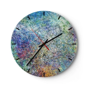 Wandklok - Klok - Een abstract, kleurrijk motief met chaotische lijnen en vlekken. - 30x30cm - Het is niet zo eenvoudig - Moderne wanddecoratie voor woonkamer, keuken en slaapkamer ARTTOR