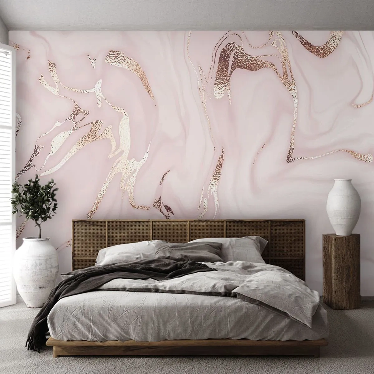 Zelfklevend Fotobehang Deluxe Sticker - In een roze sjaal - Abstractie, Deel, Moderne kunst - 250x175 cm