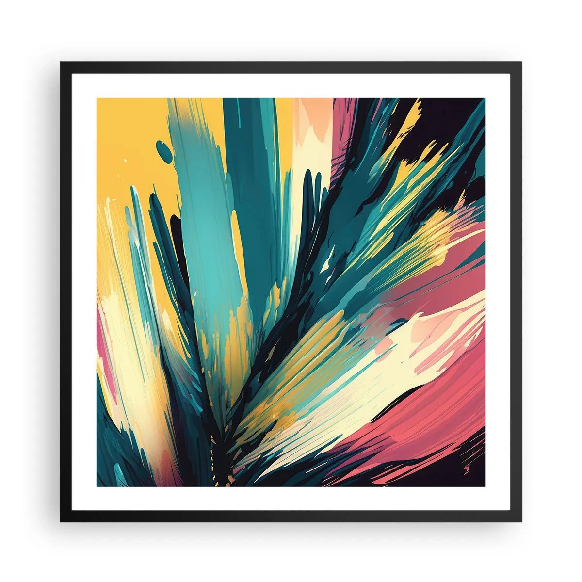 Poster in een zwarte lijst - Compositie – een explosie van vreugde - 60x60 cm