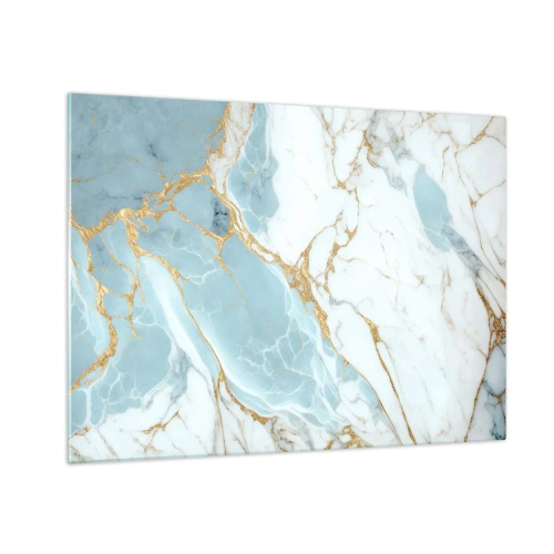 Schilderen op glas - Abstract marmer in tinten blauw en goud - 70x50cm - Rijkdom van steen - Moderne wanddecoratie voor woonkamer en slaapkamer ARTTOR