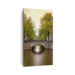 Schilderen op canvas - Met de boot of met de fiets? - 45x80 cm