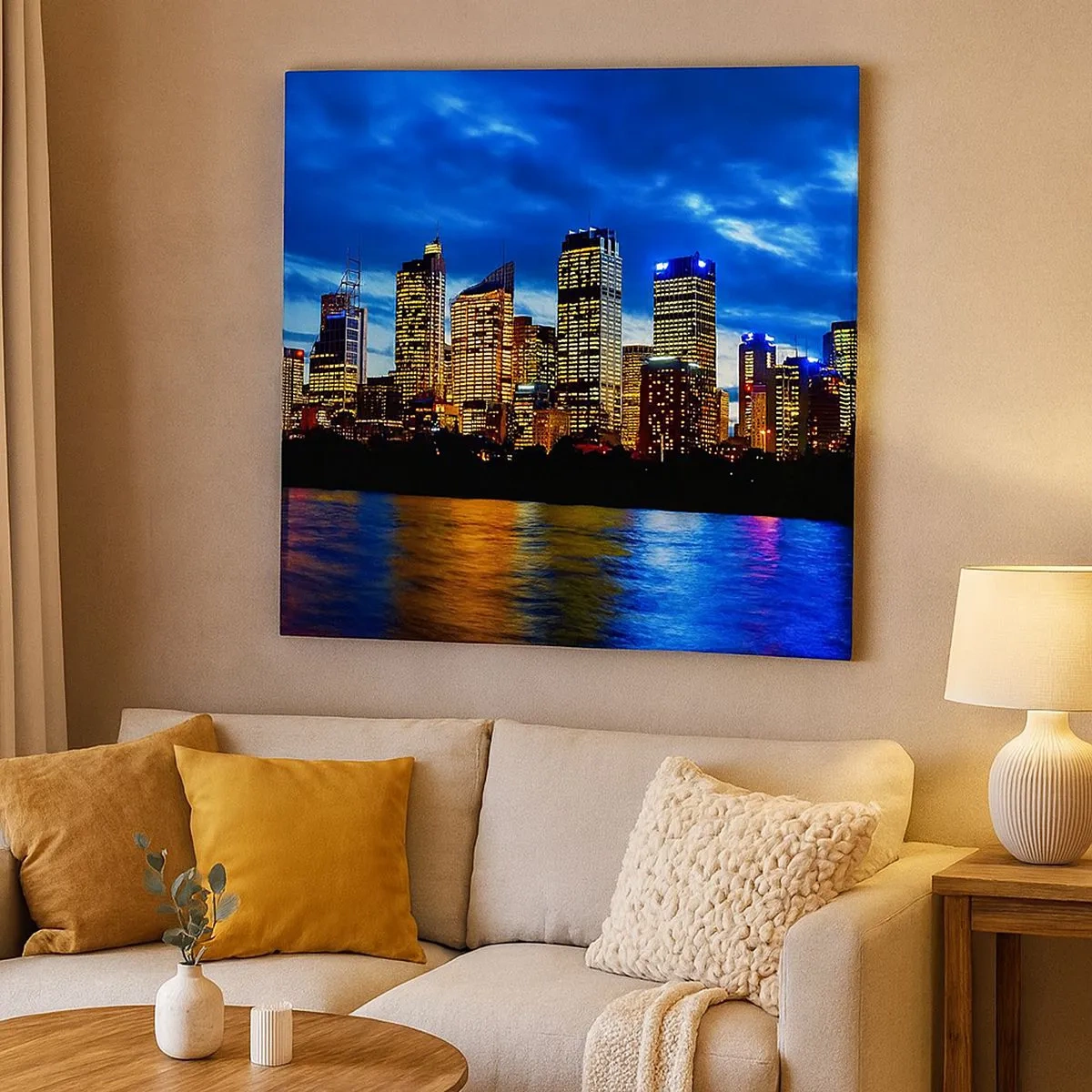 Schilderen op canvas - Een nacht van licht en kleuren - 30x30 cm