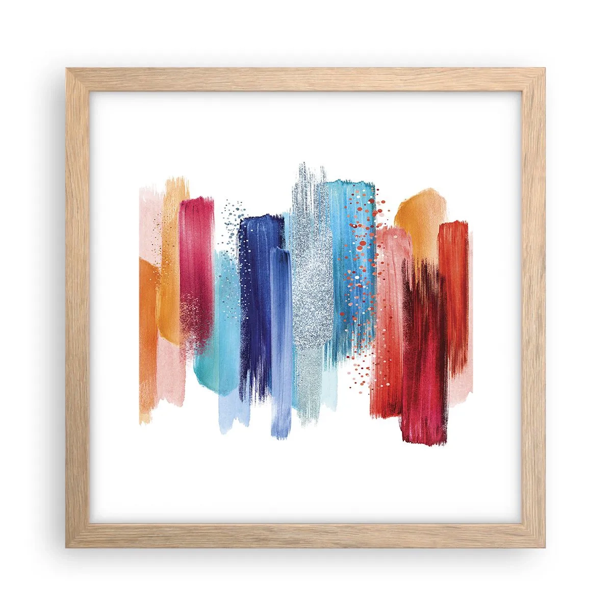 Een poster in een licht eiken lijst - Omhoog en omlaag - 30x30 cm