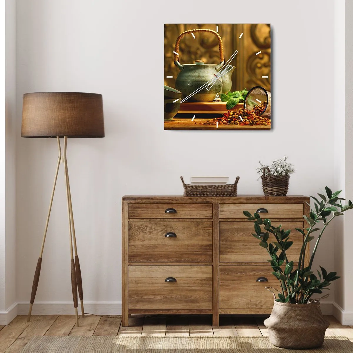 Wandklok - Klok - Verhandeling over het drinken van thee - 40x40 cm