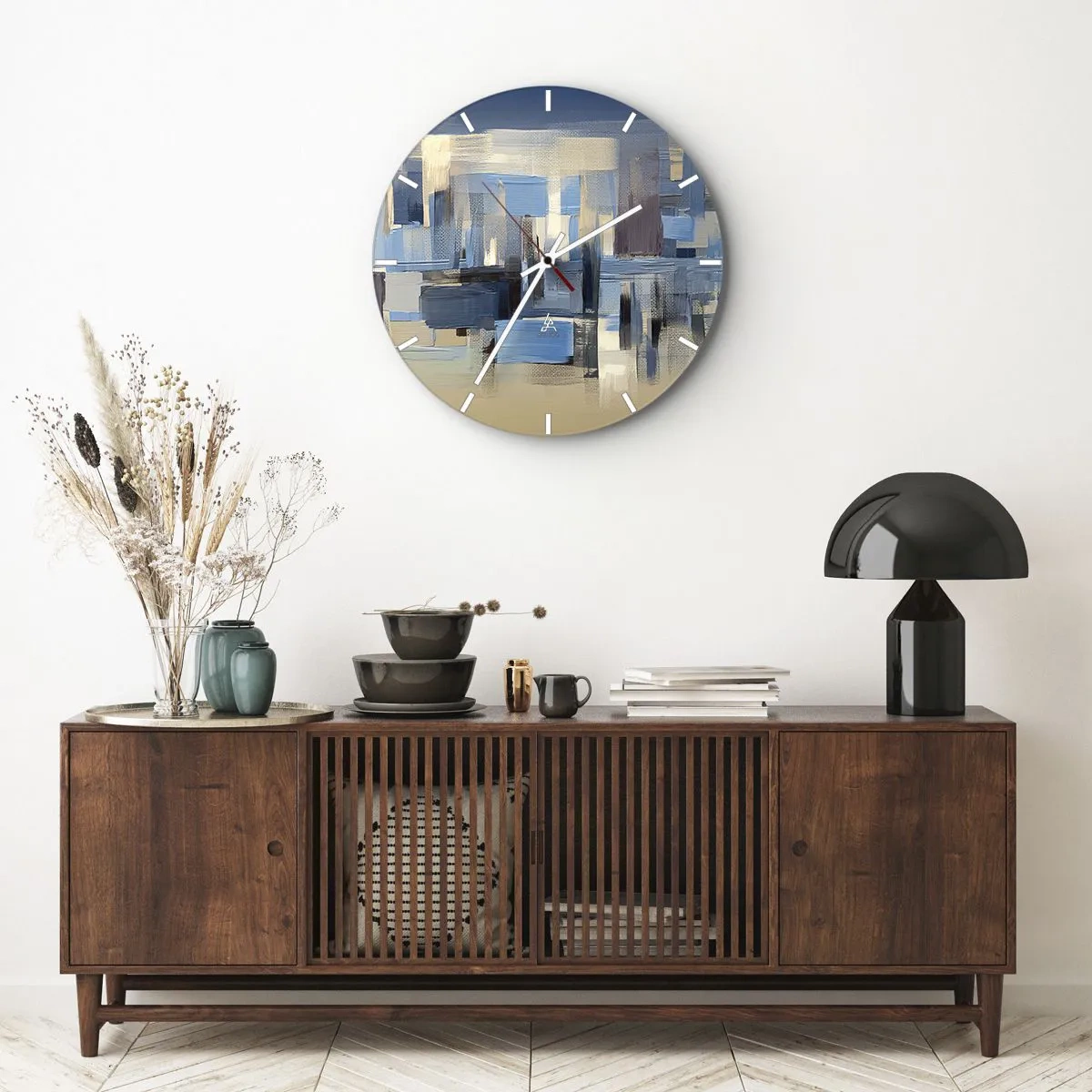 Wandklok - Klok - Blauwe constructie - 40x40 cm