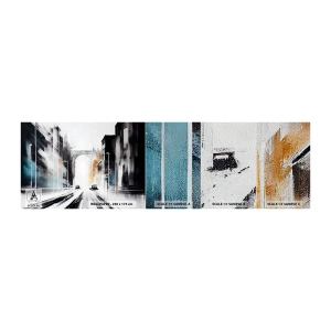 Fotobehang Monster Premium Sand - Stadsstudie: architectuur en beweging - Architectuur, Landschap, Straat - 100x30 cm