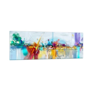Schilderen op glas - Brug van vreugde bij de rivier van het leven - 90x30 cm